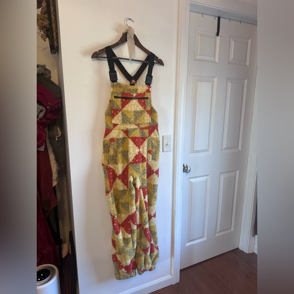 STOIC Colorful Geometric Fleece Overalls-NWT